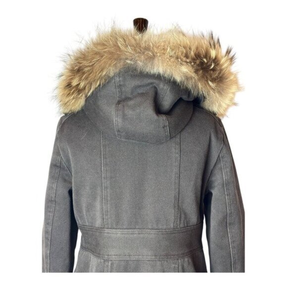 Marc By Marc Jacobs Coat Women 4‎ Brown Cotton Fur Hood Fishtail Parka Outerwear - Picture 4 of 10